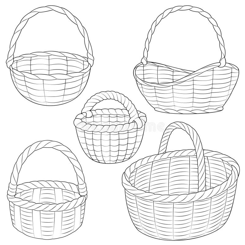 empty basket clip art black and white