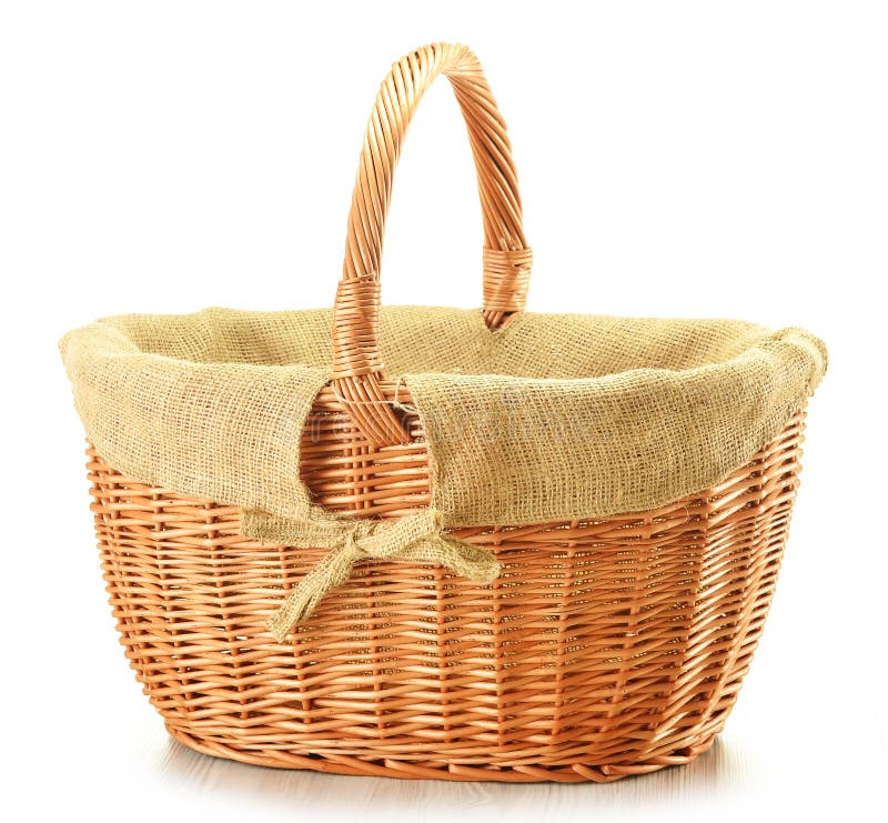 Empty wicker basket isolated on white