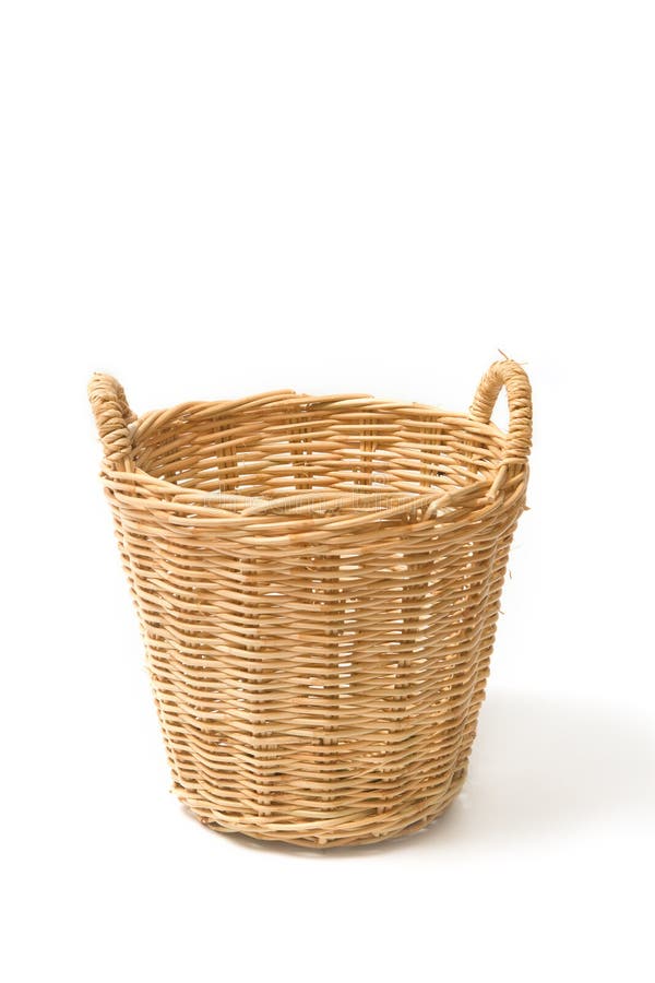 Empty Wicker Basket Isolated Stock Image - Image of detail, isolated ...