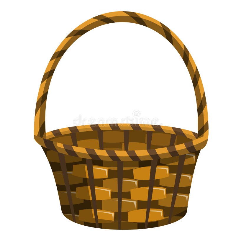 Empty wicker basket isolated vector illustration