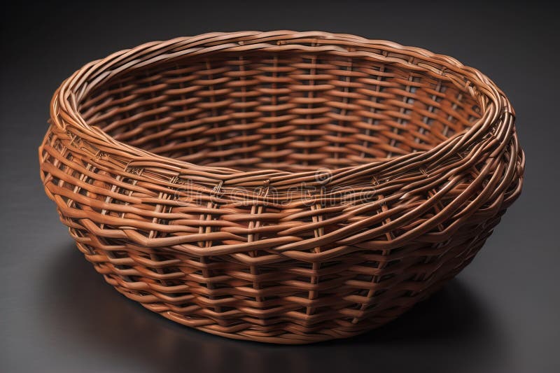 Empty wicker basket on a solid color background. ai generative royalty free illustration