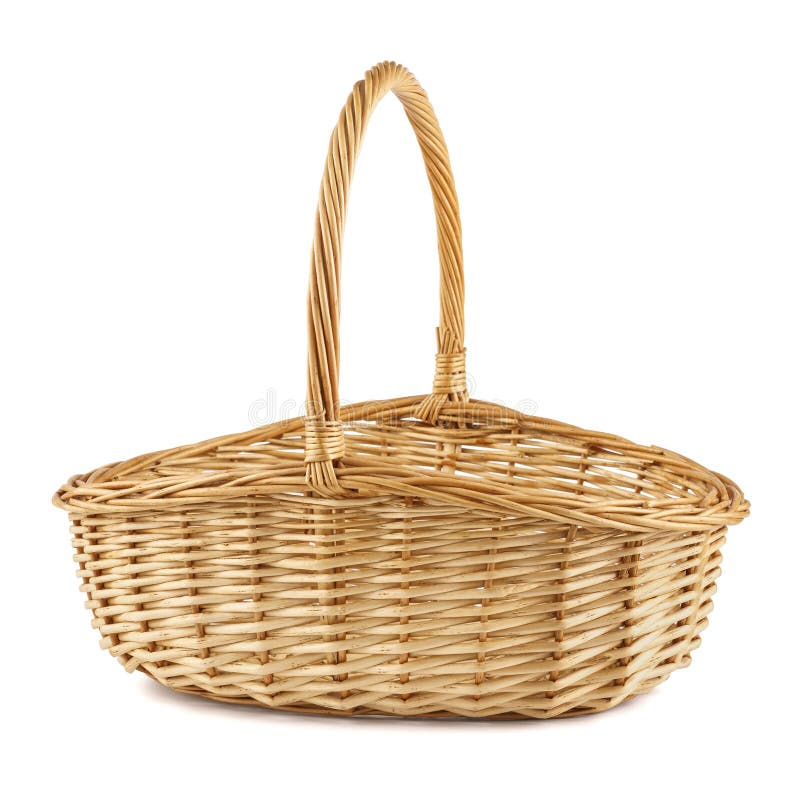 Empty Wicker Picnic Basket. Isolated on White Stock Photo Image of
