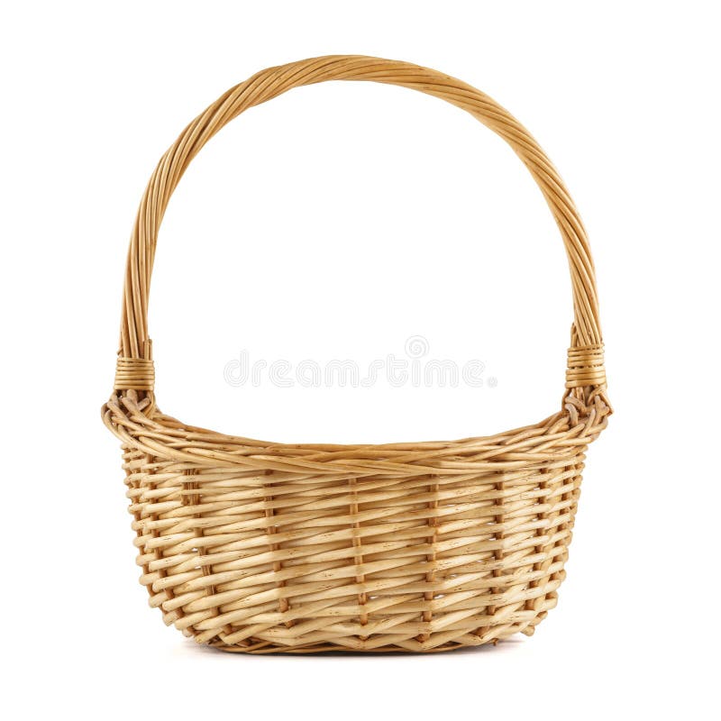 Empty Wicker Picnic Basket. Isolated on White Stock Photo Image of