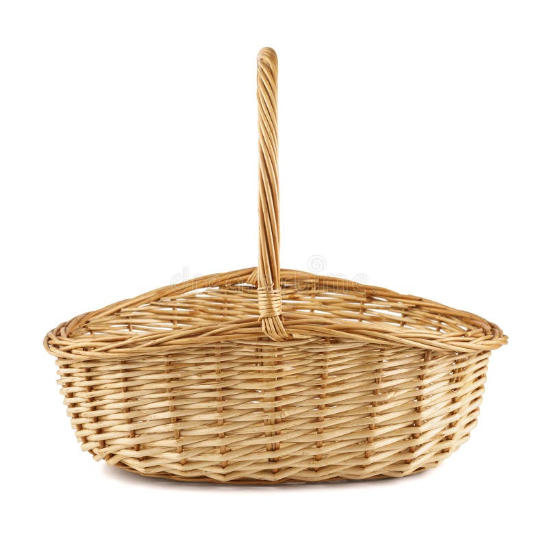Empty Wicker Picnic Basket. Isolated on White Stock Photo Image of