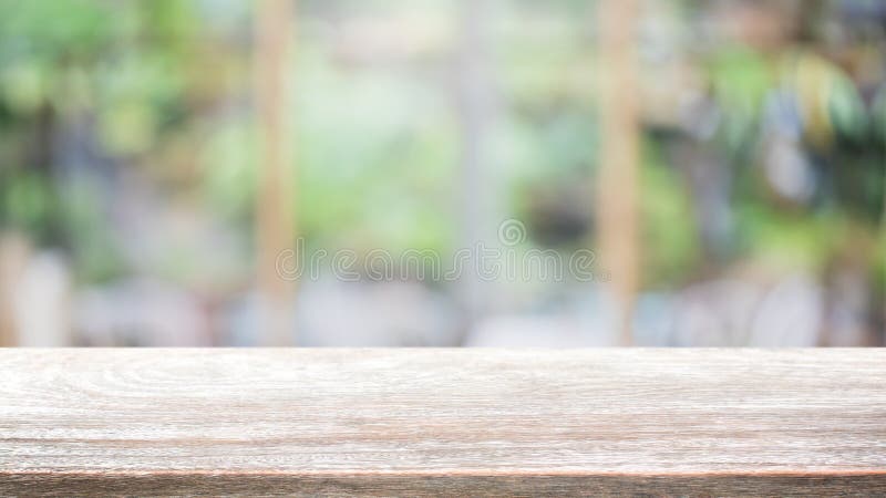 Empty Wood Table Top and Blur Glass Window Interior Restaurant Banner Mock  Up Abstract Background - Can Used for Display or Stock Photo - Image of  desktop, clean: 186673224