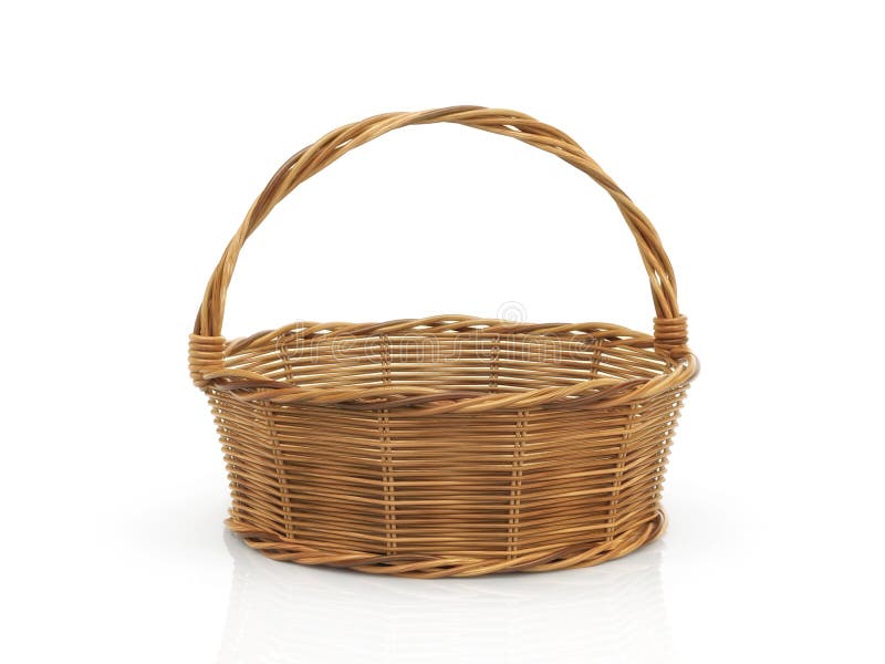 Empty wooden basket on white background stock illustration