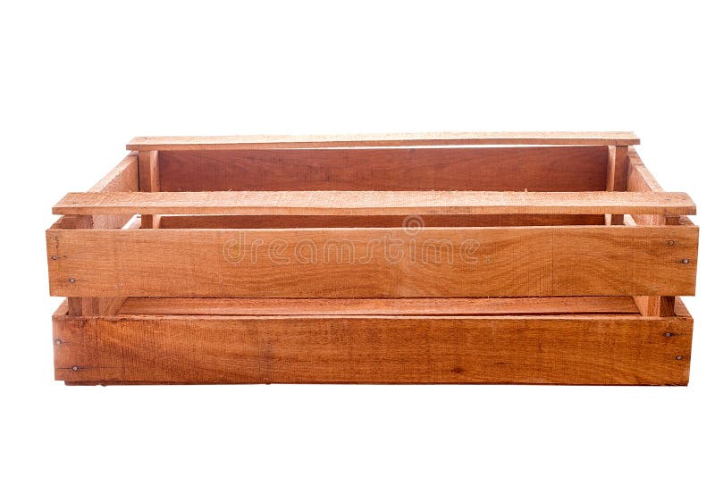 Empty Wooden Box Isolated On White Background Stock Image Image of