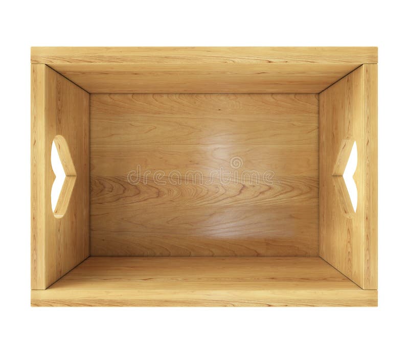 Empty wooden box isolated on white with heart holders in top view vector illustration