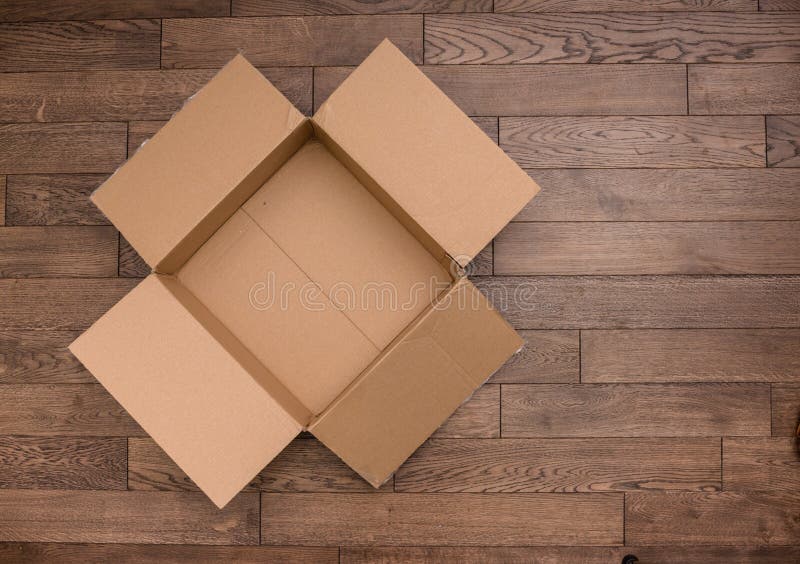 Empty wooden box on the table