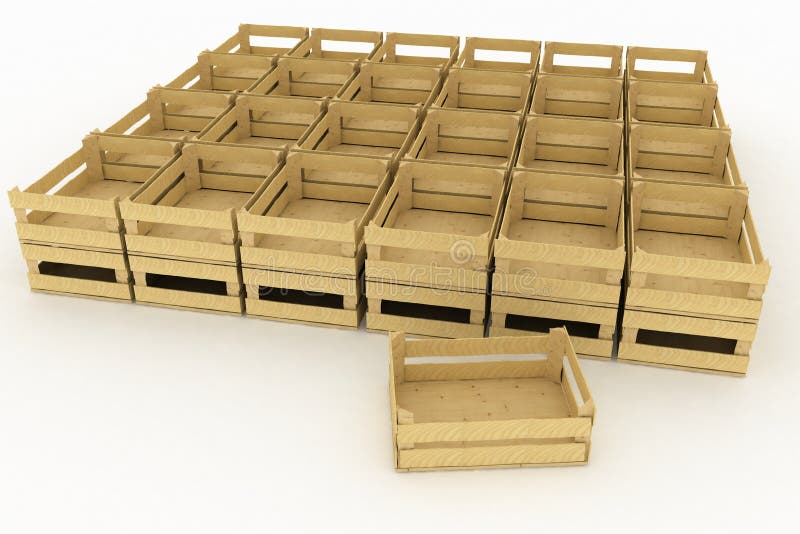 Empty wooden boxes
