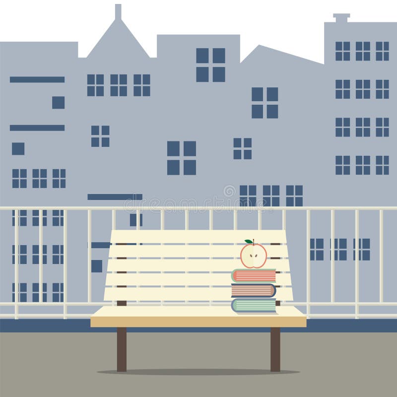 Empty Wooden Chair At Balcony vector illustration