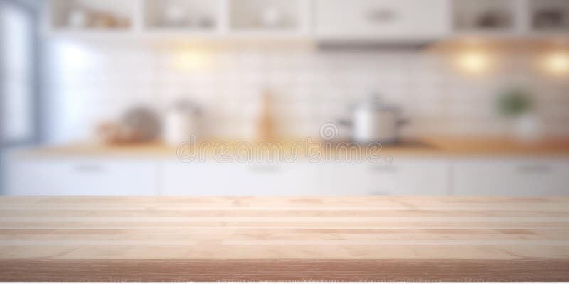 The Empty Wooden Table Top with Blur Background of Restaurant ...