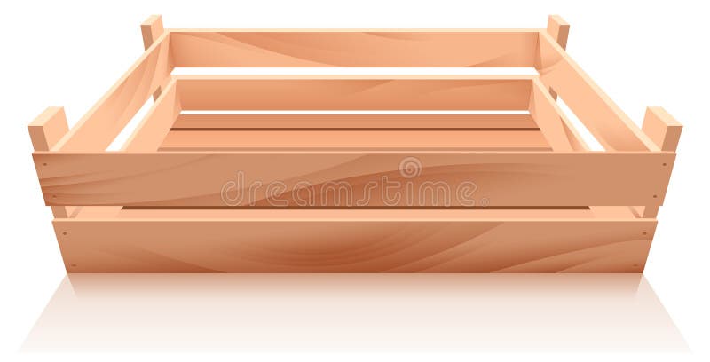 Empty wooden crate for vegetables and fruits isolated on white background royalty free illustration
