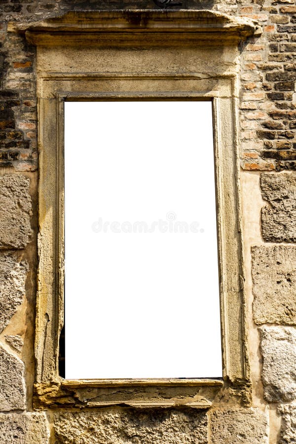 Empty frame on the old stone building royalty free stock image
