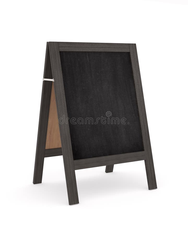Empty wooden sandwich chalkboard on white background. Isolated 3D illustration vector illustration
