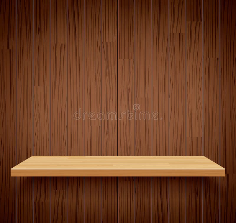 Empty wooden shelf background. Empty wood for your product vector illustration