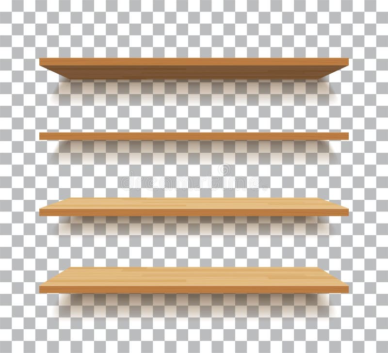 Empty wooden shelf isolated background royalty free illustration