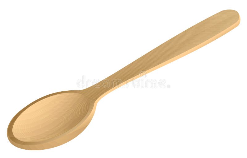 Empty wooden spoon on white background stock illustration