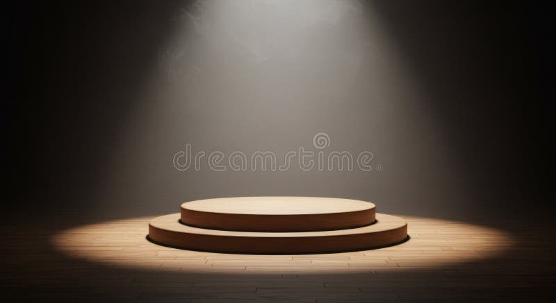 Empty Wooden Stage Platform Under Spotlight for Product Placement ...