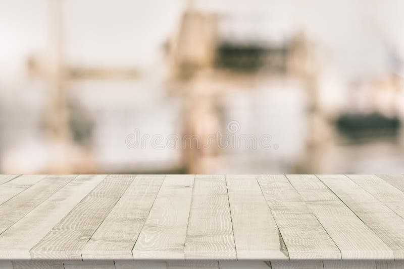Empty wooden table for product placement stock image