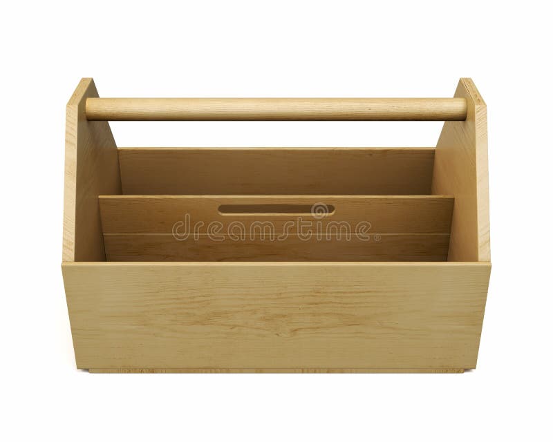 Empty wooden Toolbox. 3d image on white background