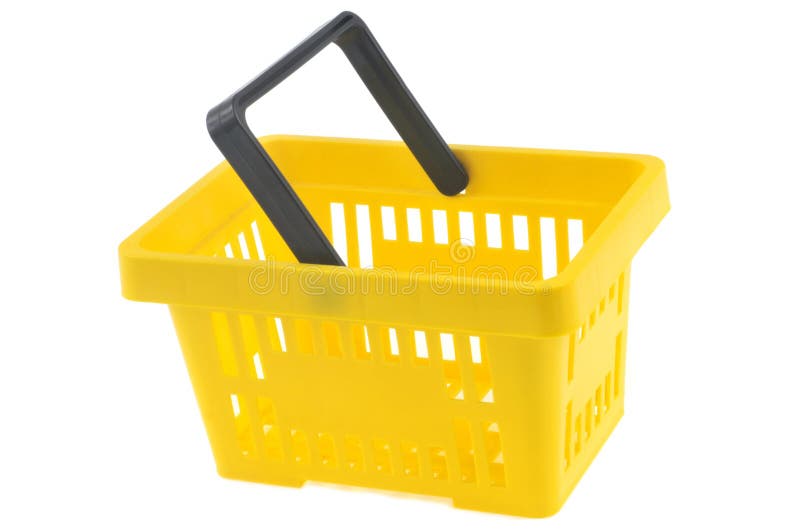 Empty Yellow Plastic Basket Close Up on White Background Stock Image Image of object