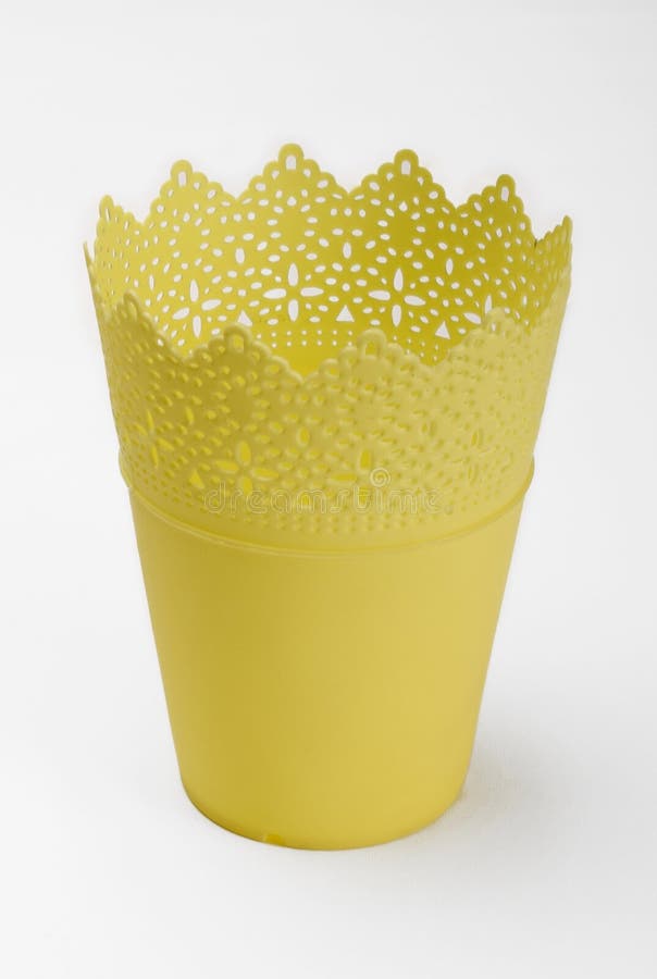 Empty Yellow Plastic Flower Pot Stock Image Image of clay, gardening