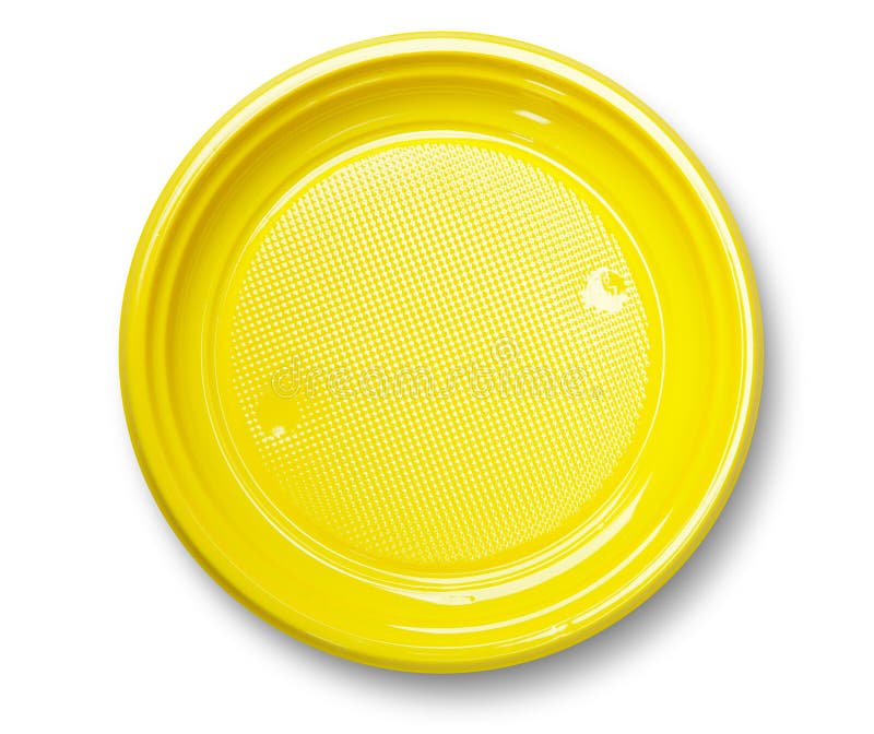 Empty yellow plate. stock photo