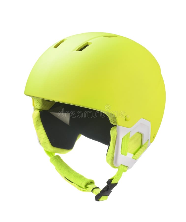 Empty yellow sport safety helmet stock photo