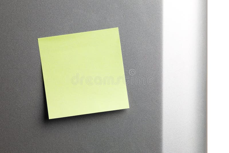 Empty yellow sticker on fridge royalty free stock photo