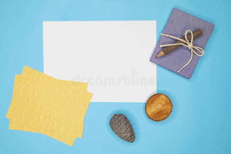 Empty Yellow and White Sheets for Copying Text at the Workplace. Top