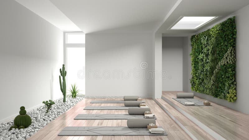Empty Yoga Studio Interior Design Open Space With Mats