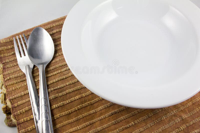 Fork and Spoon on Dish, Bowl Stock Photo Image of empty, green 56338890