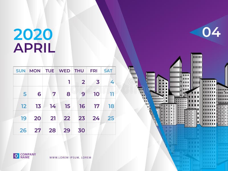 EN ABRIL DE 2020 plantilla del calendario, talla 8 x de la disposición de calendario de escritorio 6 pulgadas, diseño del planifi ilustración del vector EN ABRIL DE 2020 plantilla del calendario, talla 8 x de la disposición de calendario de escritorio 6 pulgadas, diseño del planifi ilustración del vector
