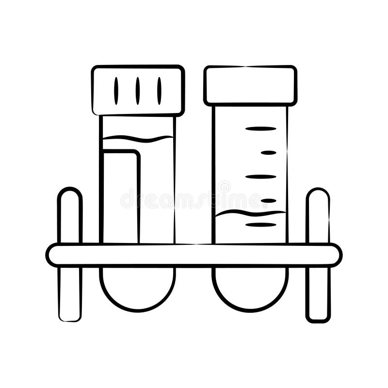En anpassbar handritad ikon som visar ett labbrack med provrör stock illustrationer