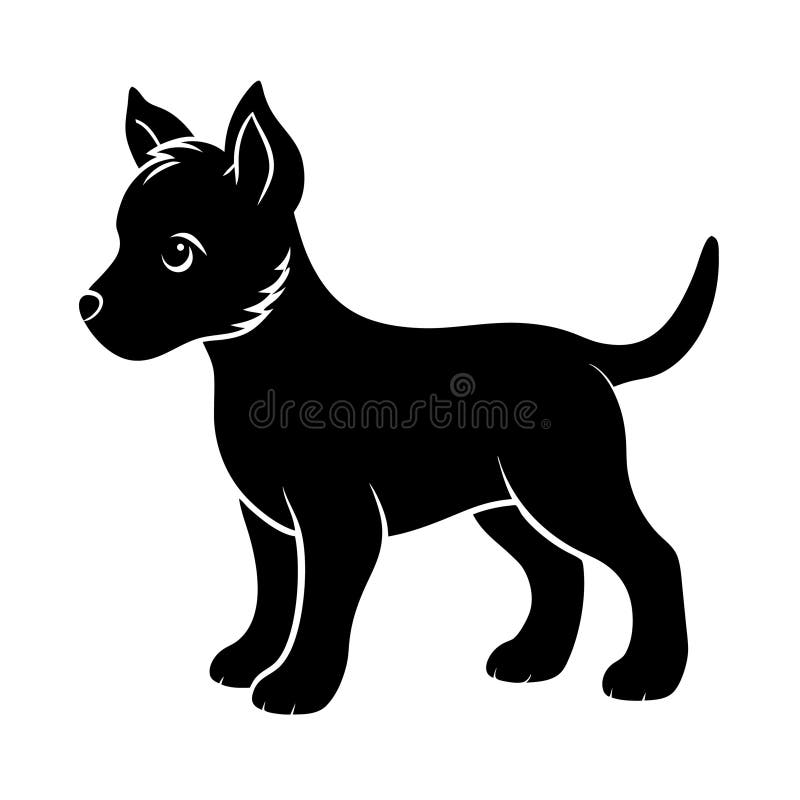En babyhundsikon är en förenklad grafisk återgivning av en ung valp stock illustrationer