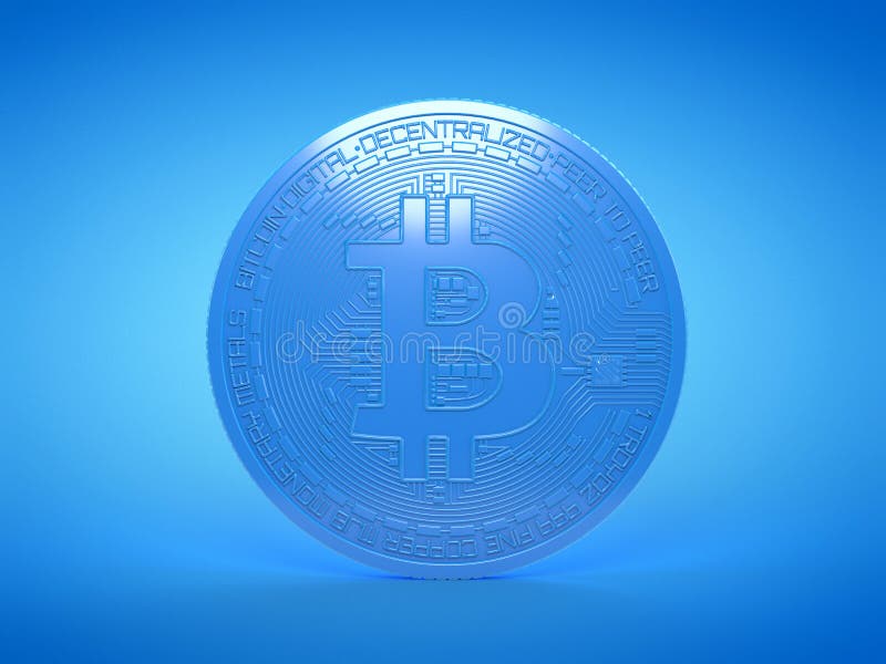 en blå bitcoin