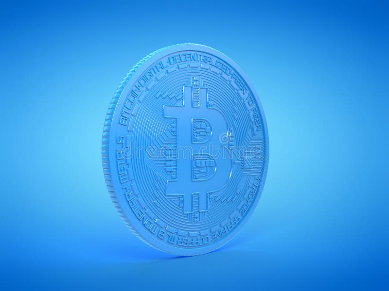 En blå bitcoin