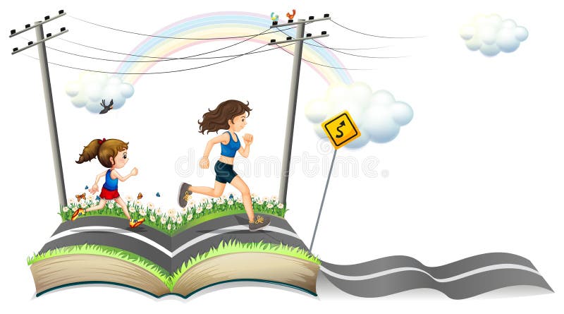 En bok med en berättelse av den smala vägen stock illustrationer En bok med en berättelse av den smala vägen stock illustrationer