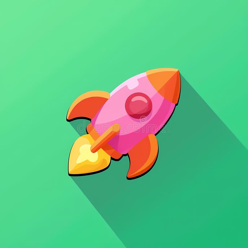 En bunkrad bild av en rocket med ett gult handtag. Bakgrunden är en grön övertoningsfärg royaltyfri illustrationer