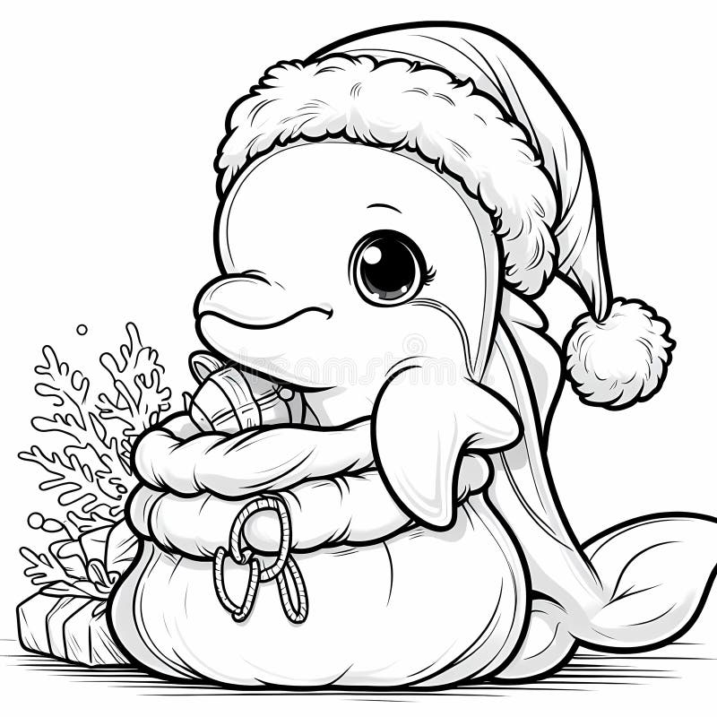 En delfin som söker sig in i en läsksäck. royaltyfri illustrationer