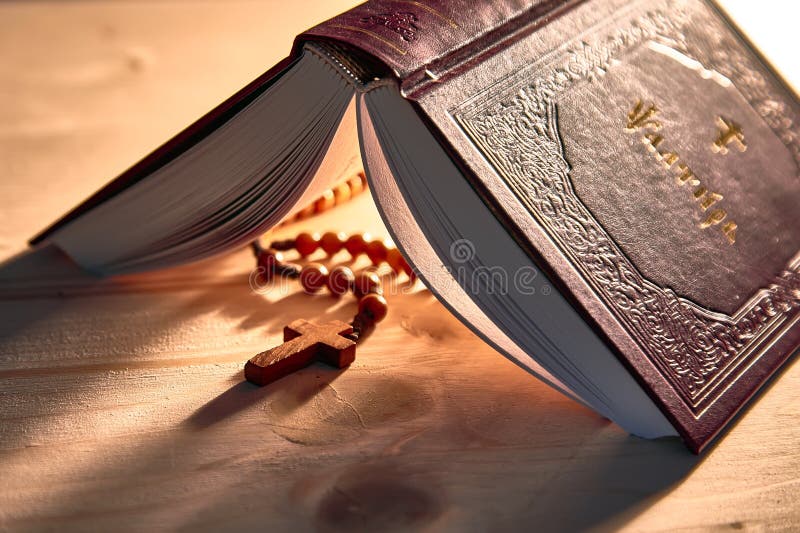 En detaljerad bok med psalmer och träpärlor royaltyfri bild En detaljerad bok med psalmer och träpärlor royaltyfri bild