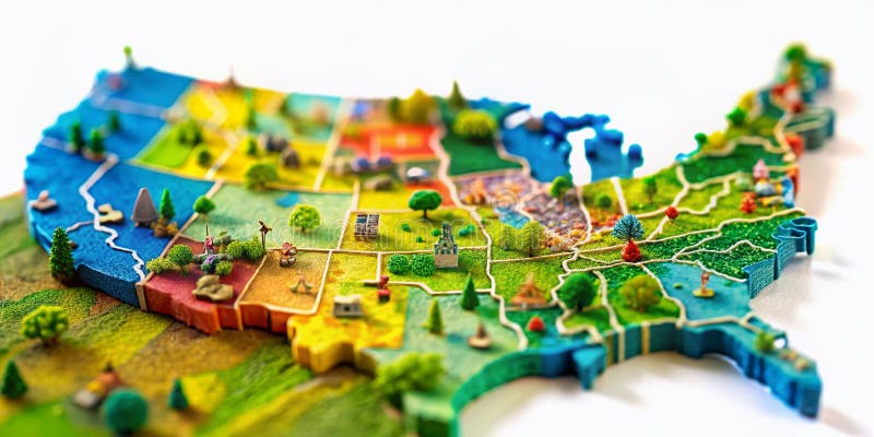 En detaljerad TiltShift-prospektering av den amerikanska miniatyrstaten sammanställer en fotoinsamling vektor illustrationer