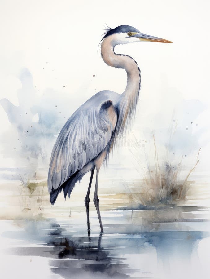 En elegant öron som väller genom vatten i vattenfärgsai stock illustrationer