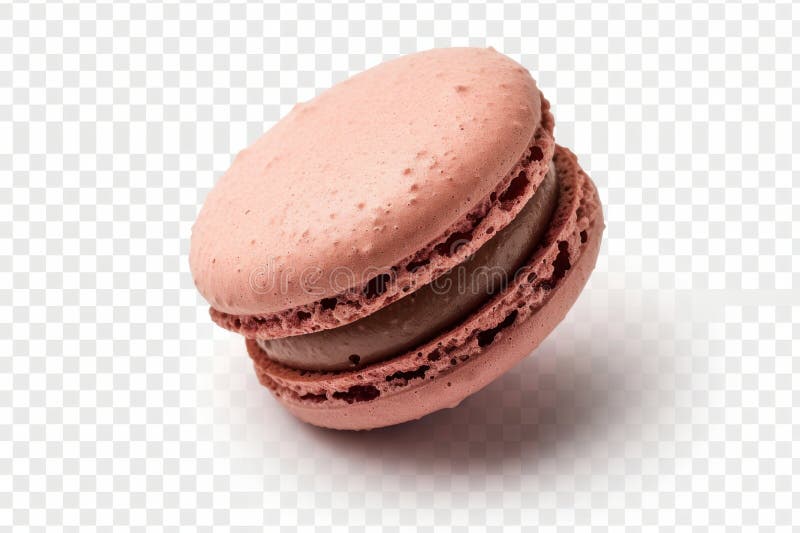 En enda rosa makaron med ett känsligt krispigt skal och jämn fyllning isolerad på vit bakgrund vektor illustrationer