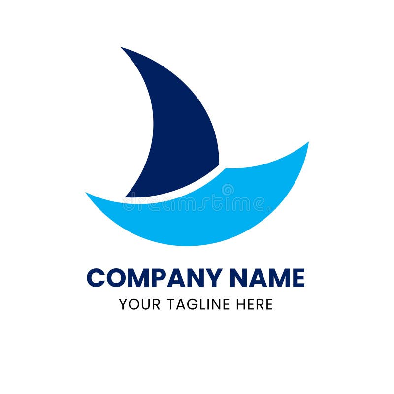 En enkel logotyp för havs- och segelbåtens temakoncept stock illustrationer