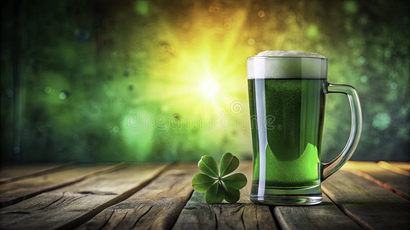 En festlig dag för firandet 'Emerald Green Beer Glass Irish Culture and Holiday Spirit' som fångas i en stock illustrationer