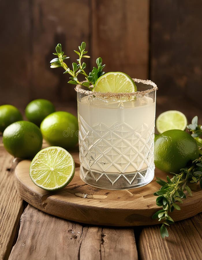 En fräschande kalkcocktail på en träbräda med en saltad fälg. Generativ AI vektor illustrationer