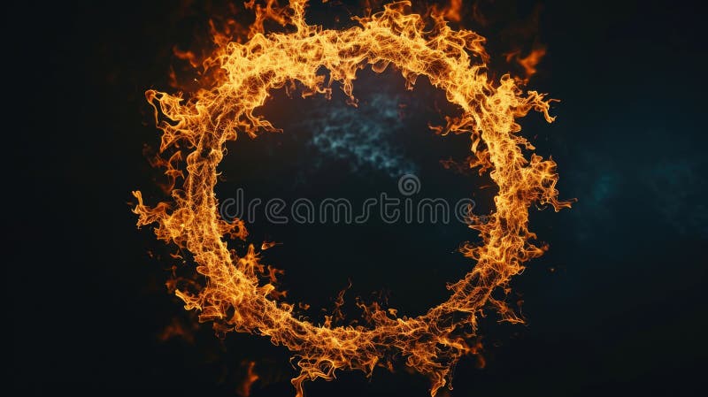 En fängslande bild av en brandring mot en mörk svart bakgrund. Perfekt för att få en dramatisk beröring till vilken som helst royaltyfri foto