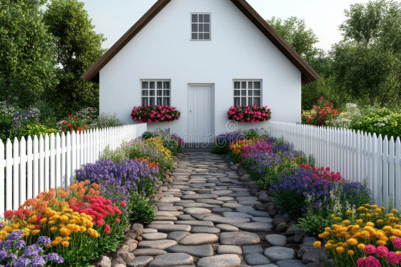 En färgfull Garden-bana som leder till en charmerande vit text vektor illustrationer
